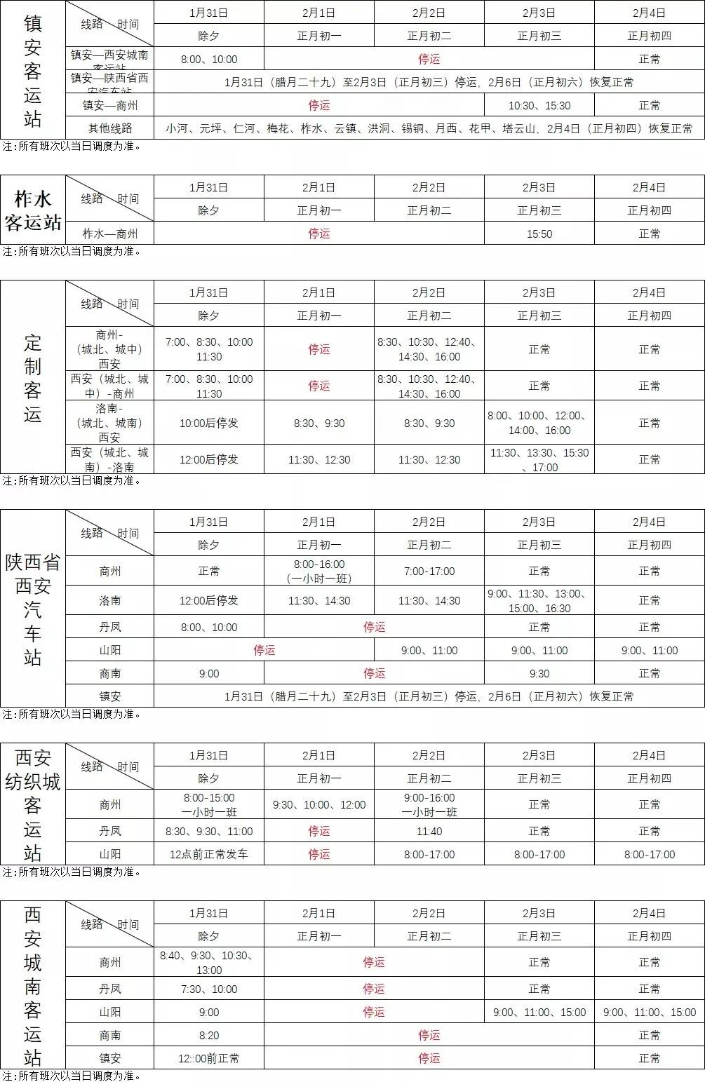 看这里！2022年商运司春节放假期间班次时刻表公布- 西部网（陕西新闻网）