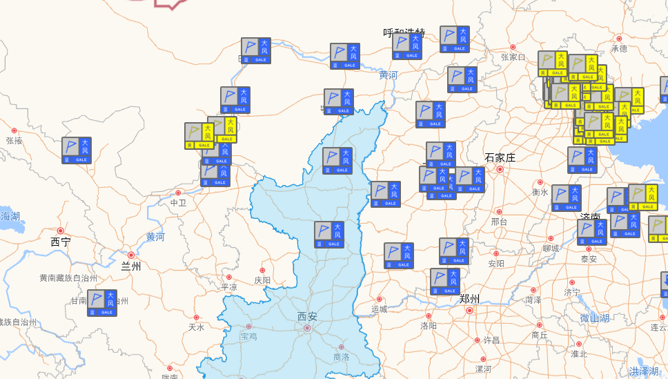 中国气象局预警地图.