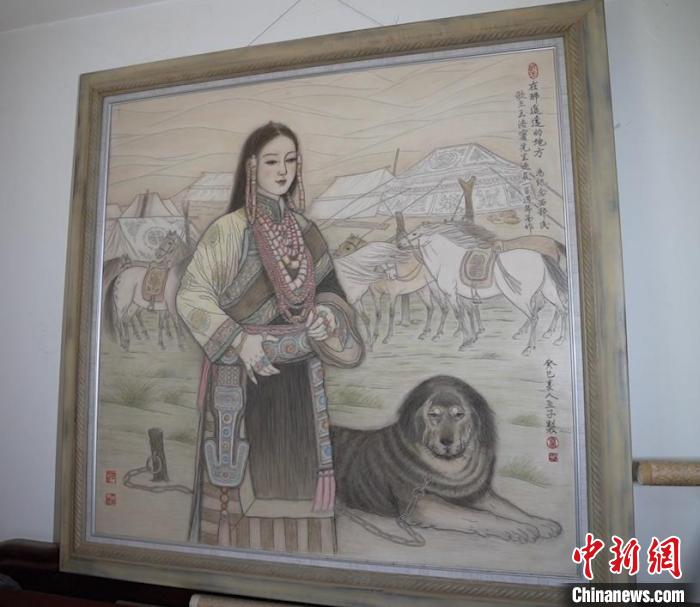 蔺烈板刻线画作品《在那遥远的地方》。 戎睿 摄 蔺烈板刻线画作品《在那遥远的地方》。 戎睿 摄