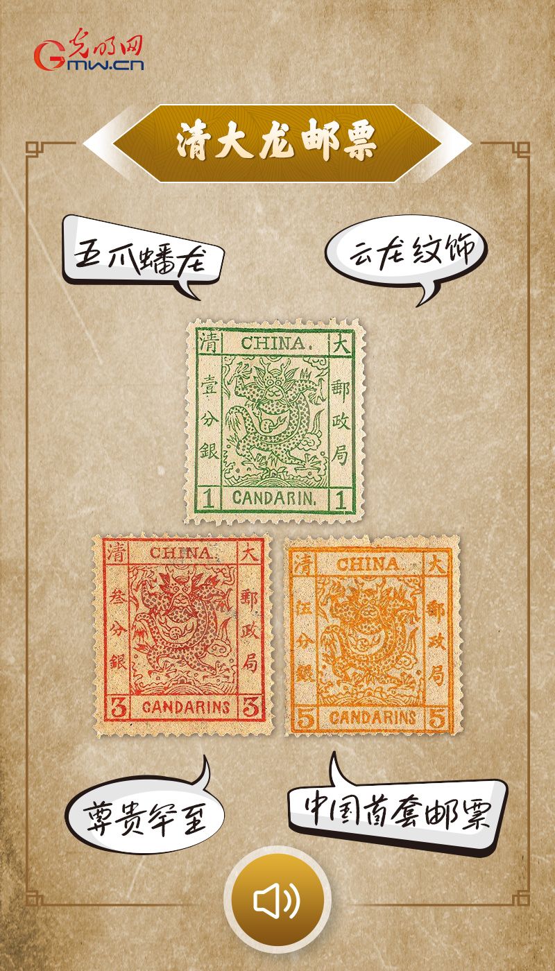 “文物会说话”有声海报｜推云拨雾，中国邮票从这条“龙”开始