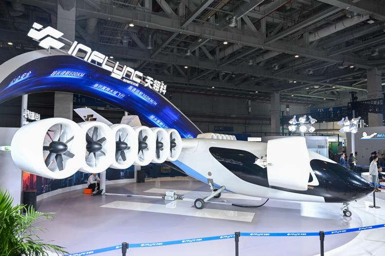 An eVTOL product of Inflync, which made its global debut, is pictured at the Automobile and Smart Mobility exhibition area during the 8th China International Import Expo (CIIE) in east China's Shanghai, Nov. 6, 2025. (Xinhua/Chen Haoming) An eVTOL product of Inflync, which made its global debut, is pictured at the Automobile and Smart Mobility exhibition area during the 8th China International Import Expo (CIIE) in east China's Shanghai, Nov. 6, 2025. (Xinhua/Chen Haoming)
