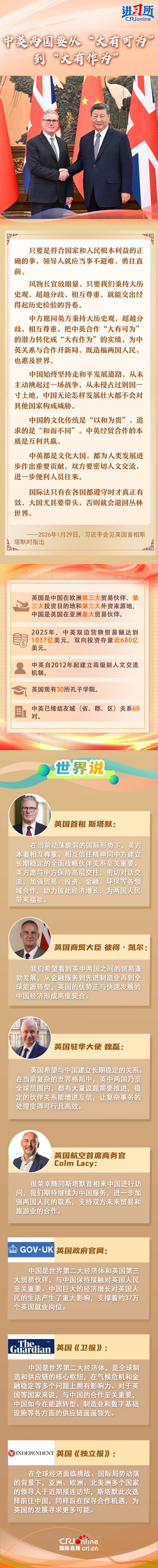 【讲习所·中国与世界】中英两国要从“大有可为”到“大有作为”