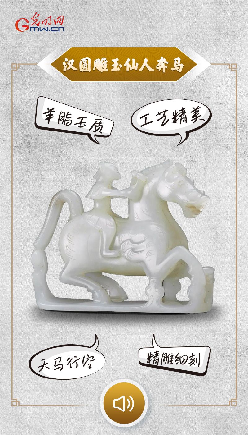“文物会说话”有声海报｜马踏祥云的玉仙人向你发出祝福