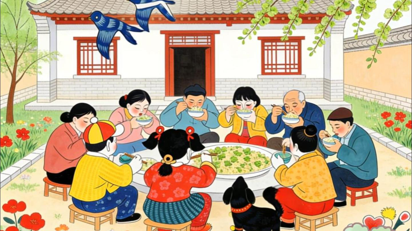 农民画里的三月｜采榆钱 “ 咬”一口春天