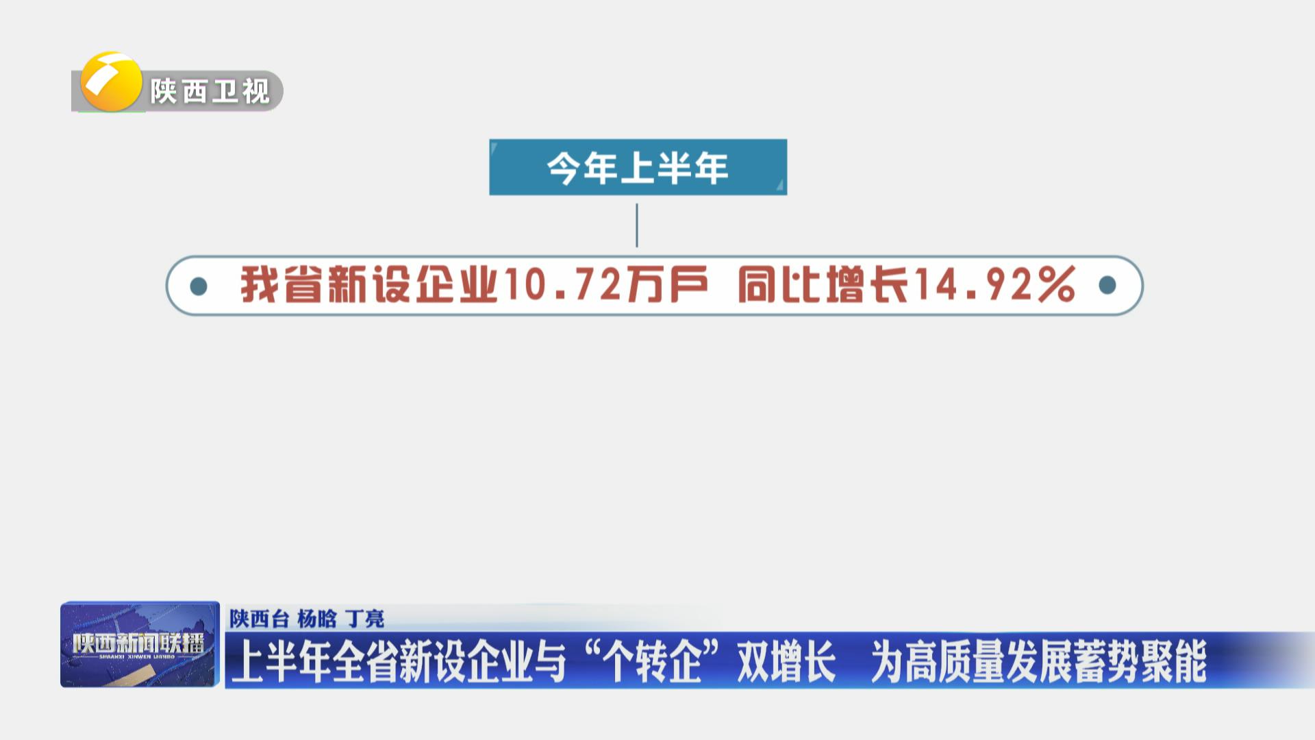 上半年陕西全省新设企业与“个转企”双增长 为高质量发展蓄势聚能